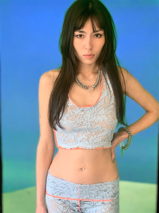Top Katin — dentelle bleue
