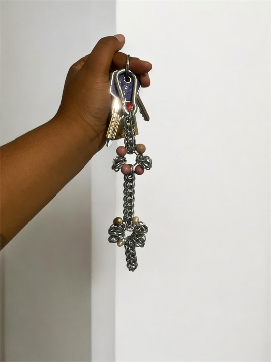 Charm nacré : chaîne perse et perles